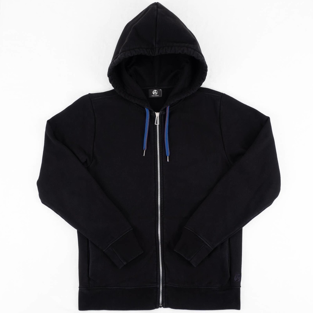 Paul Smith Zip-Up Embroidered Hoodie Cotton Men's Medium Black